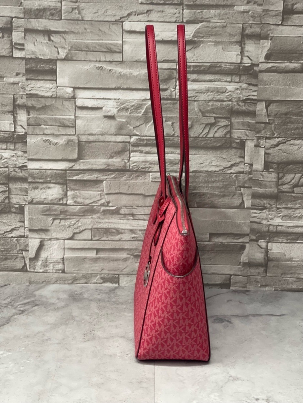 Michael Kors Marilyn Tote & Matching Wallet MK Logo Dark Raspberry - Picture 10 of 16